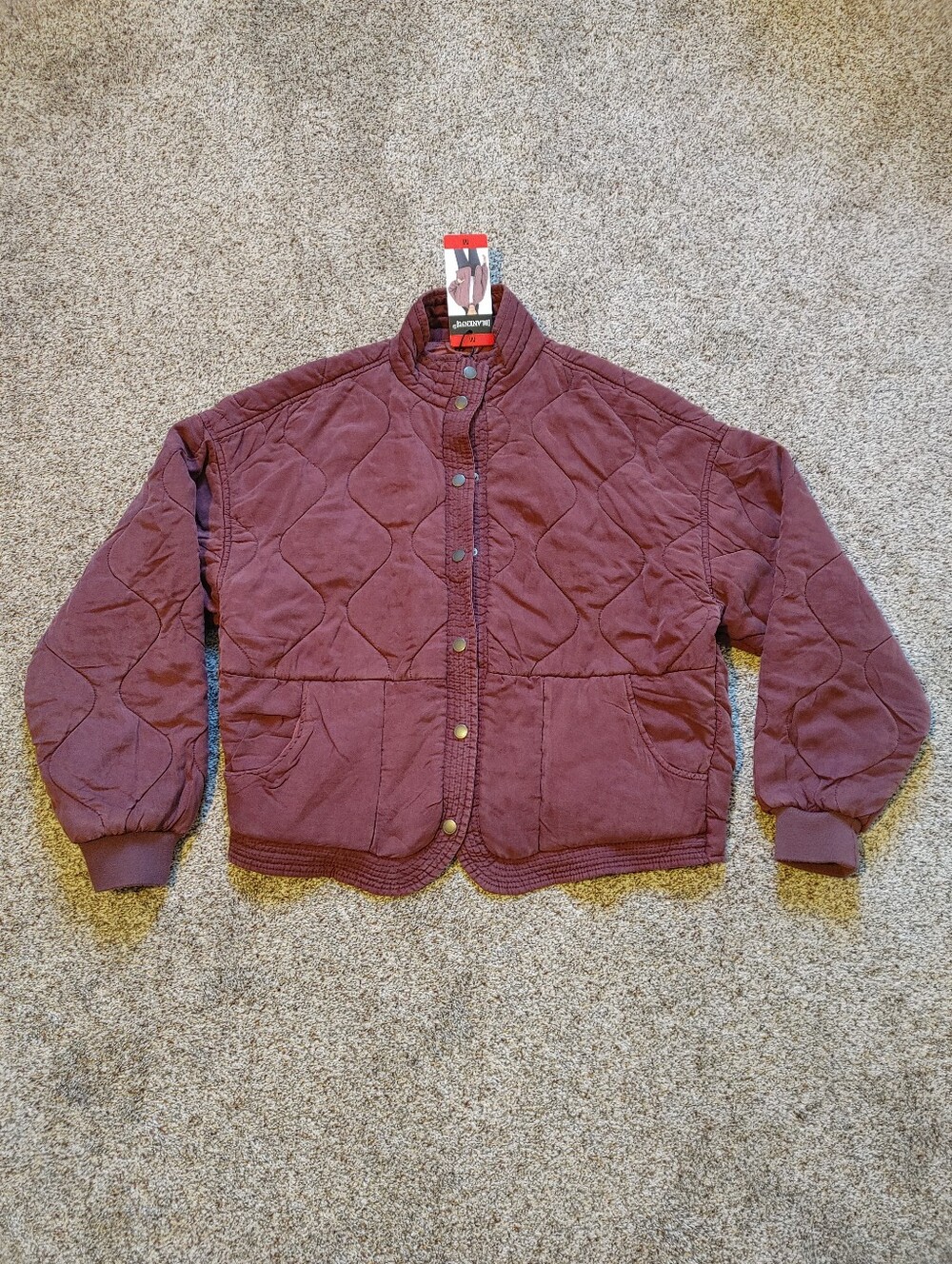 Blank NYC Purple Burgundy Snap Button Quilted Jacket nwt